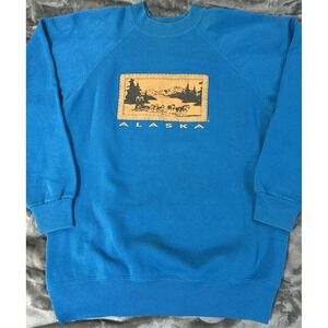 Vintage Hanes Activewear Alaska Sweatshirt Made in USA Medium‎ 90s Dog Sled